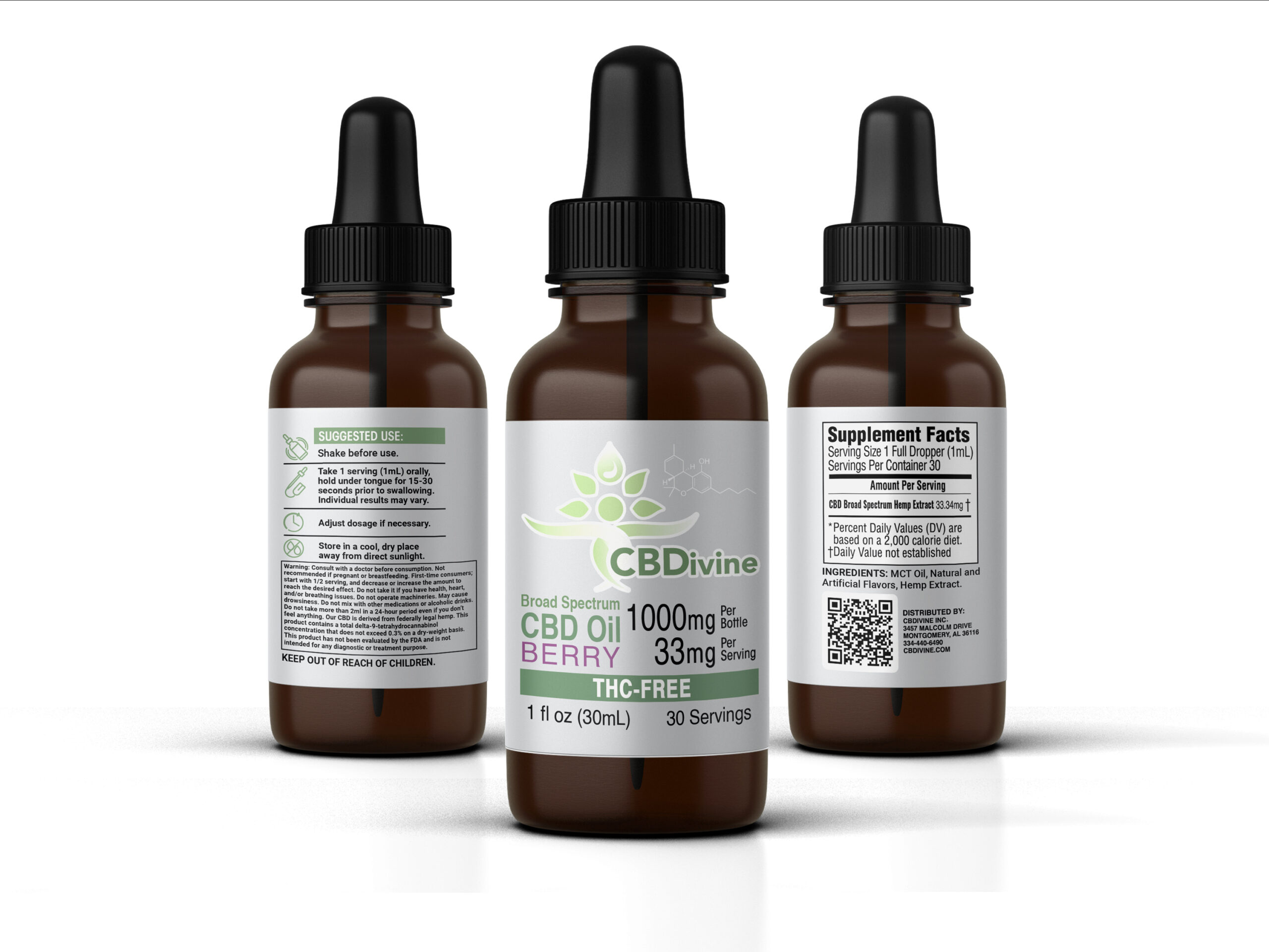 CBDivine Broad Spectrum Berry Tincture 1000 mg - Image 3