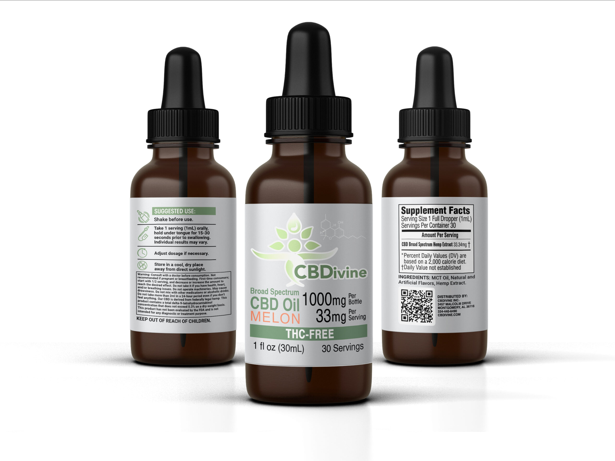 CBDivine Broad Spectrum Melon Tincture - 1000 mg - Image 3