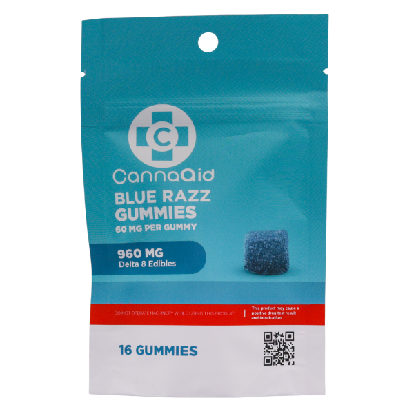 CannaAid Delta 8 Gummies – Blue Razz 60mg