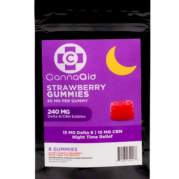CannaAid Delta 8 + CBN Gummies – Strawberry 30mg - Image 4