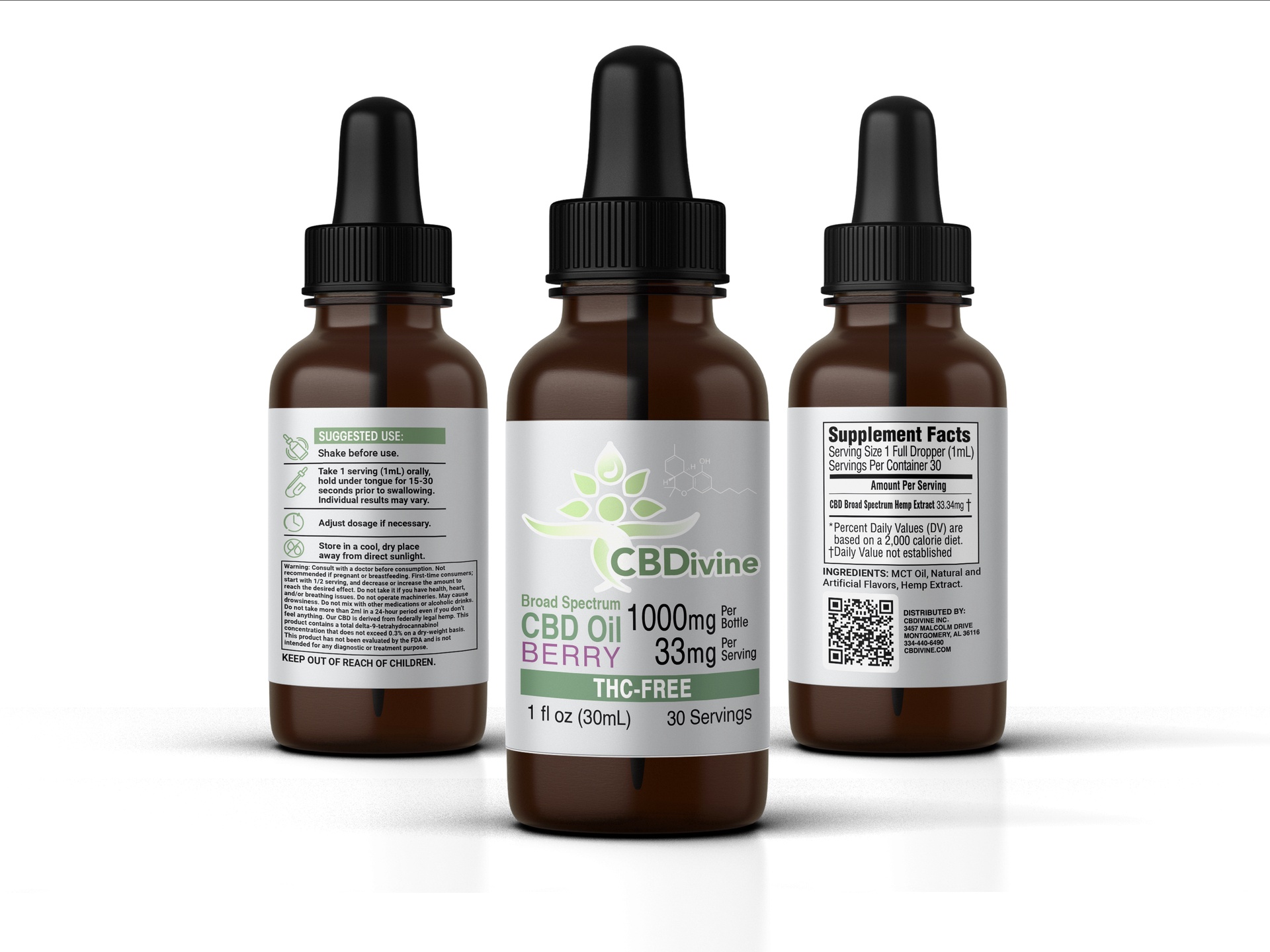 CBDivine Broad Spectrum Berry Tincture 1000 mg - Image 5