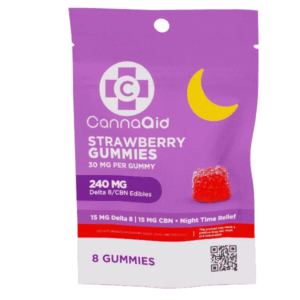 CannaAid Delta 8 + CBN Gummies – Strawberry 30mg