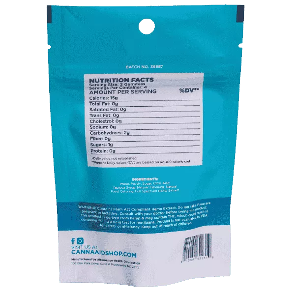 CannaAid THCV + Delta 8 Gummies – Blue Razz 10mg - Image 4