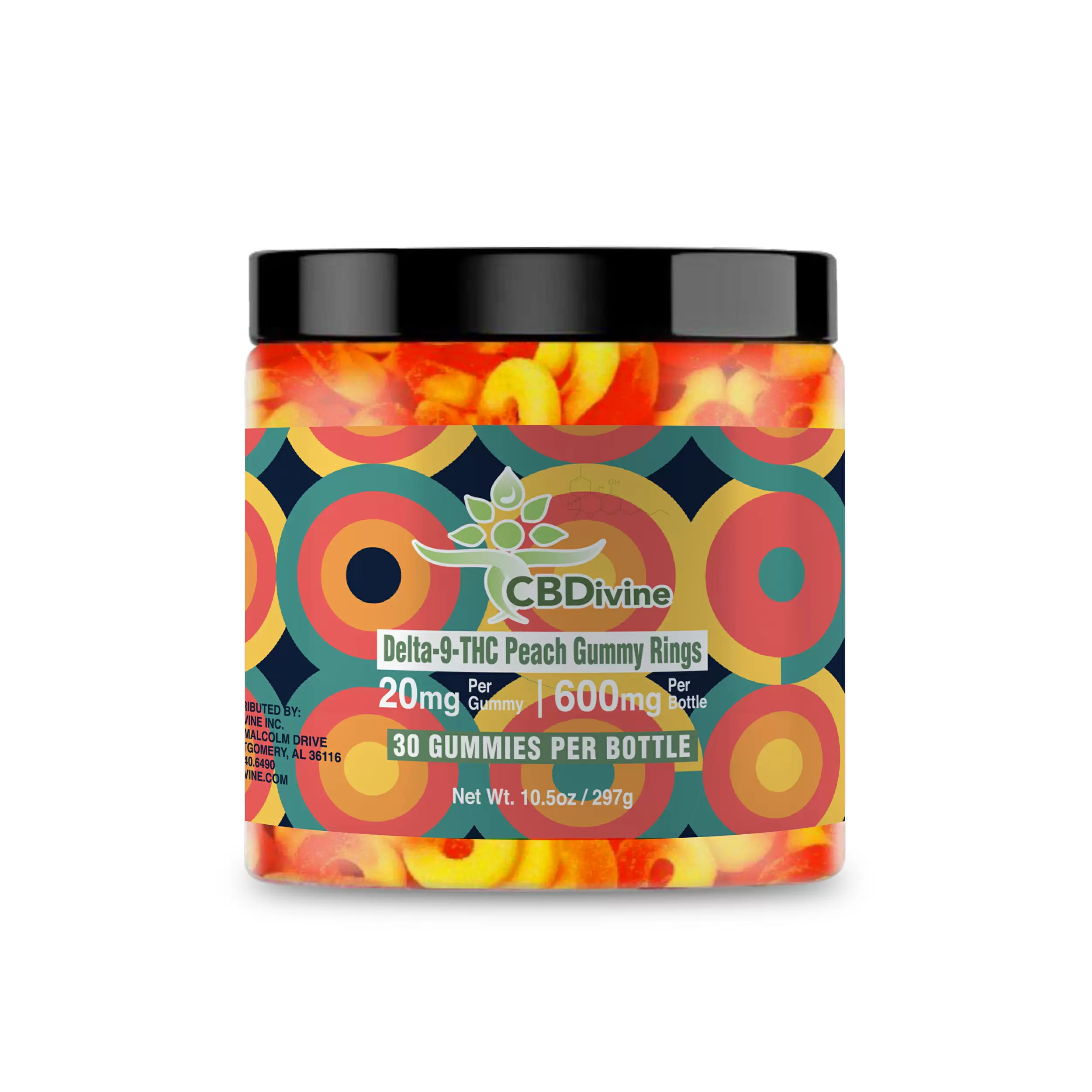 Delta 9 THC Peach Gummy Rings