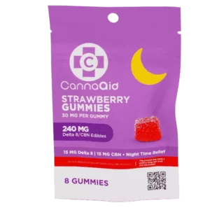 CannaAid Delta 8 + CBN Gummies – Strawberry 30mg